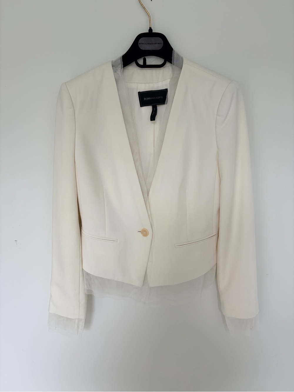 BCBGMaxAzria Ivory One-Button Cropped Blazer